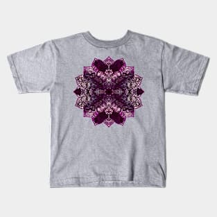 Pink/Purple Paint Pour Mandala Kids T-Shirt